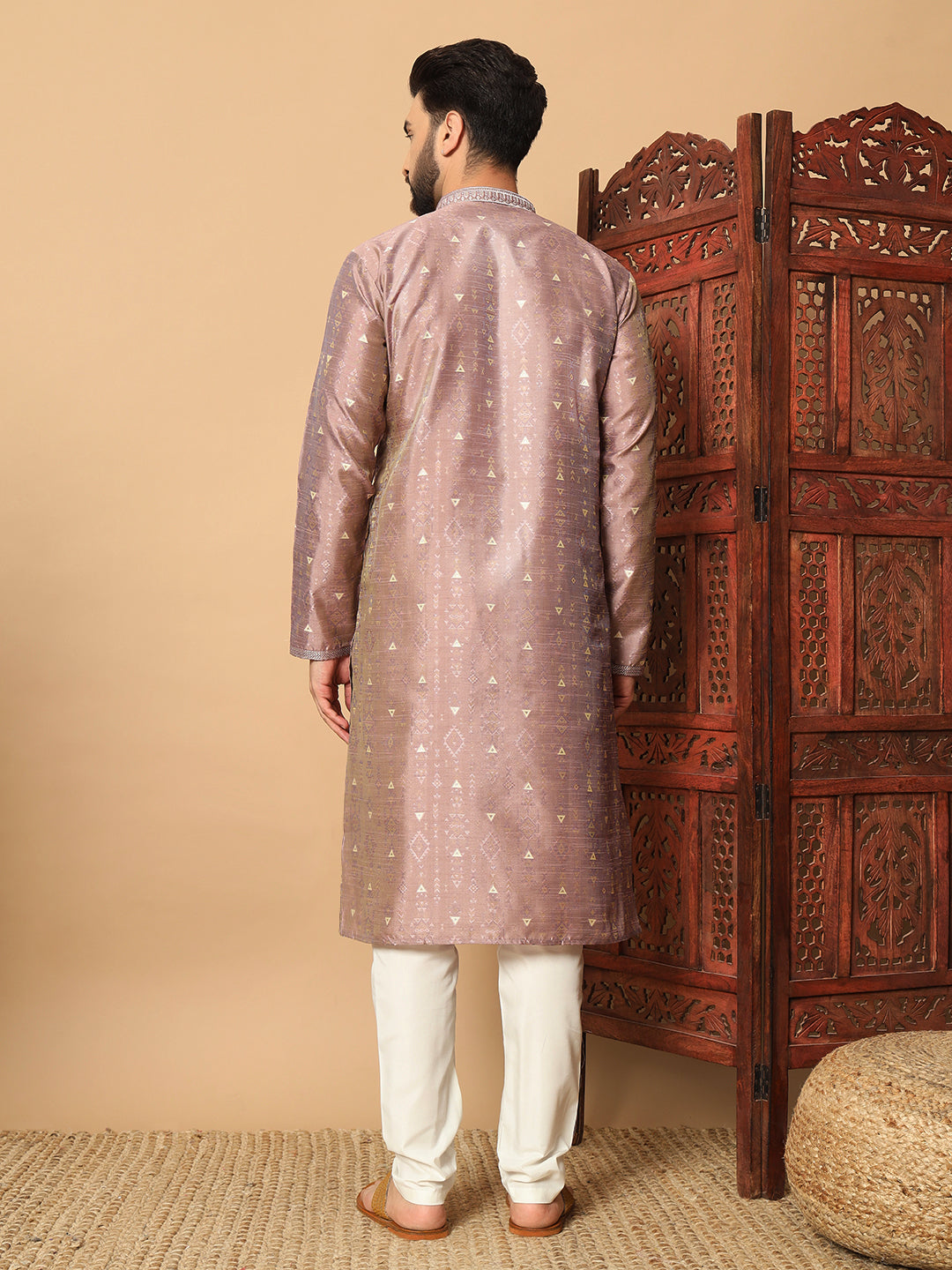 Veloxman Men’s Jacquard Kurta with Semi Cotton Churidar – Elegant Traditional Wear for Weddings & Festive Occasions