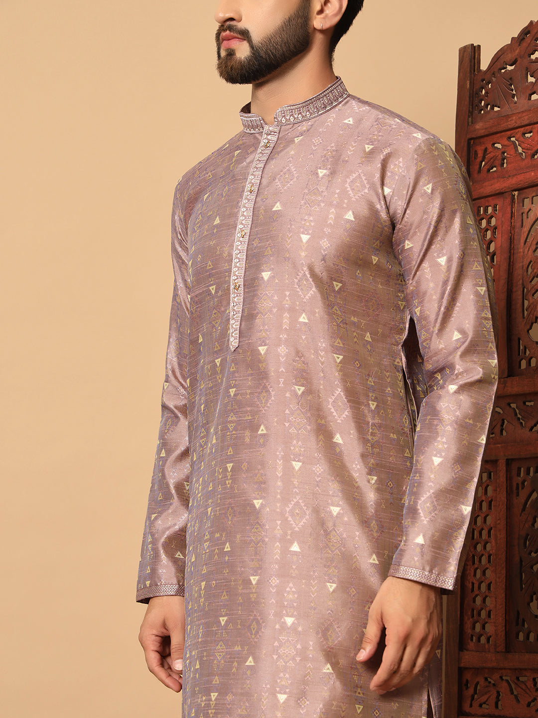 Veloxman Men’s Jacquard Kurta with Semi Cotton Churidar – Elegant Traditional Wear for Weddings & Festive Occasions