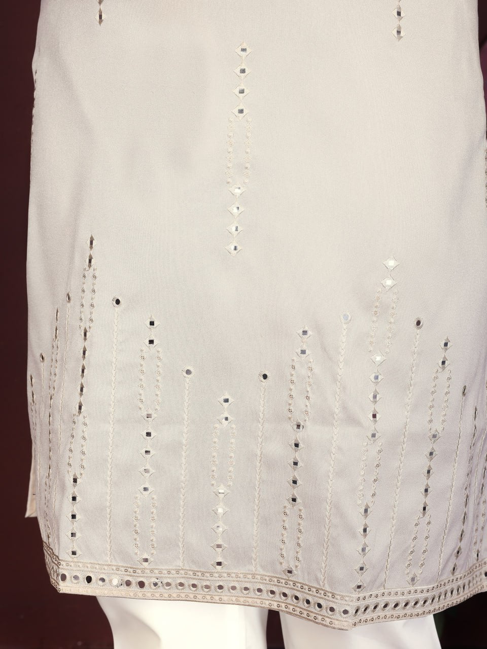 Veloxman Premium Smart Silk Kurta with Embroidery & Mirror Work