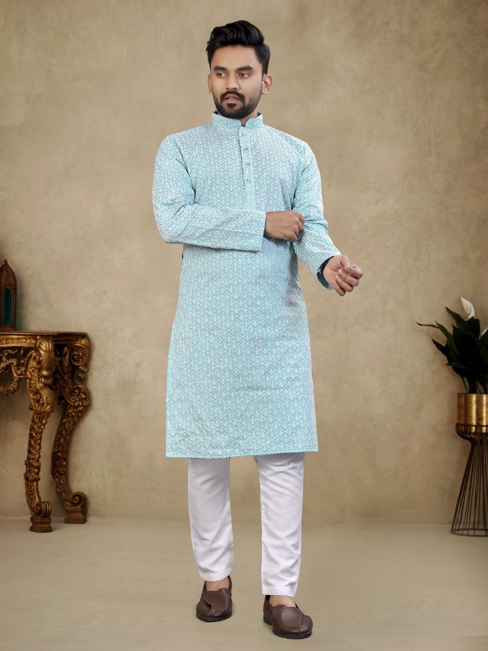 Men’s Printed Cotton Kurta
