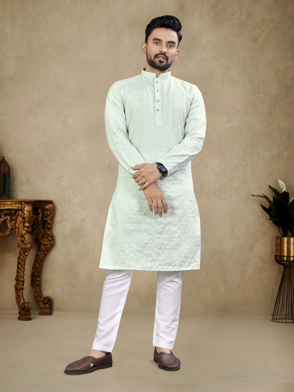 Men’s Printed Cotton Kurta