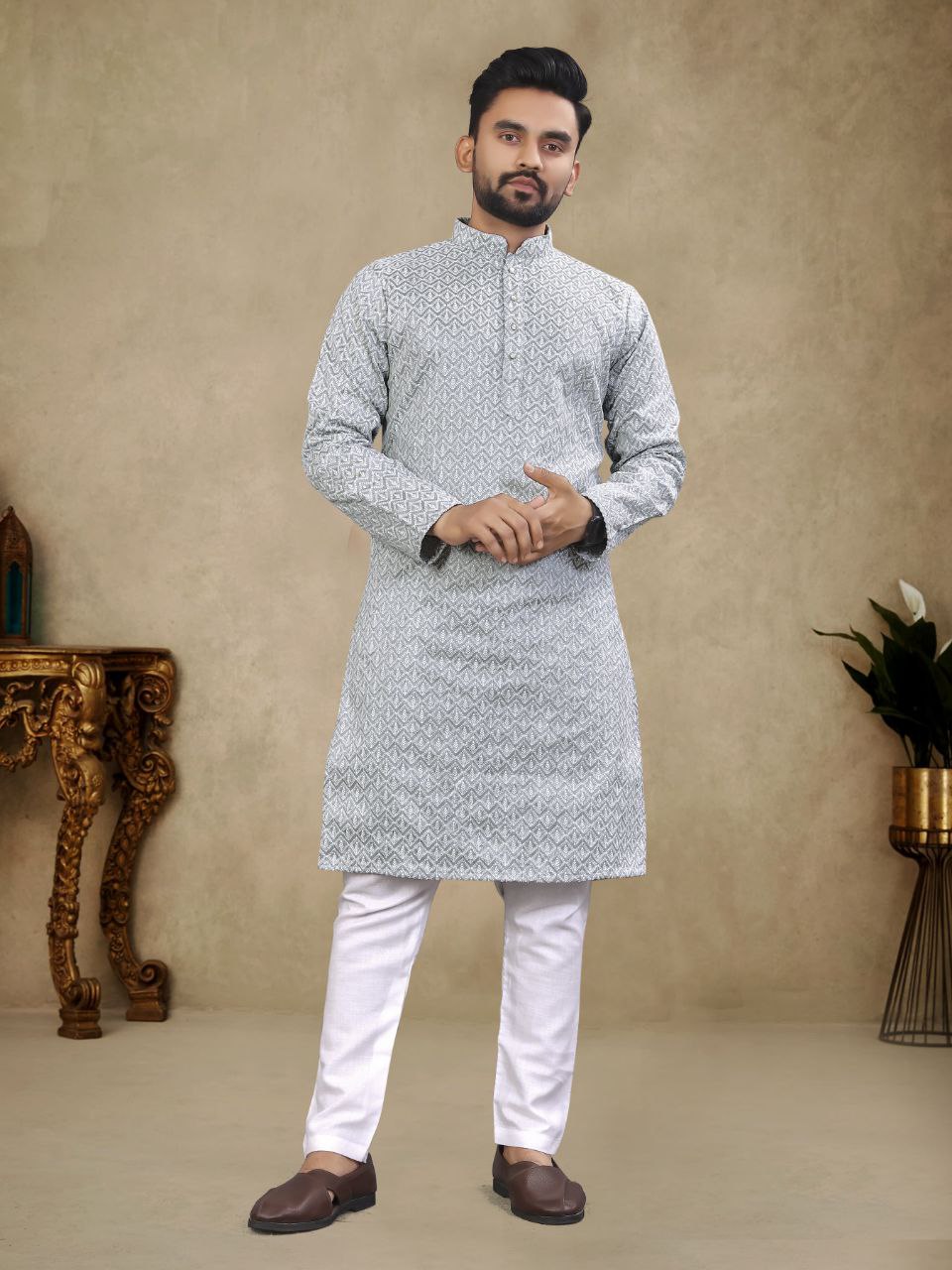 Men’s Printed Cotton Kurta