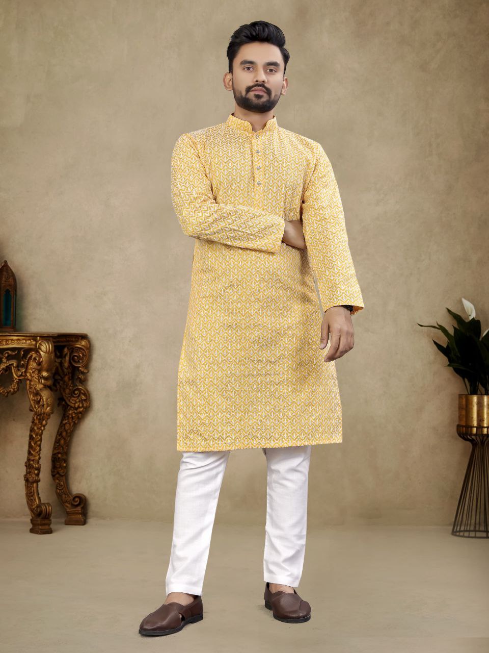 Men’s Printed Cotton Kurta